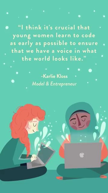 I think it's crucial that young women learn to code as early as possible to ensure that we have a voice in what the world looks like - Karlie Kloss, Model & Entrepreneur